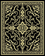 Ornate Black Gold Mandala Rug