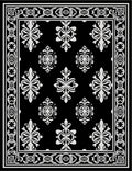 Black White Classic Floral Motif Rug
