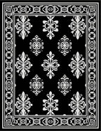 Black White Classic Floral Motif Rug
