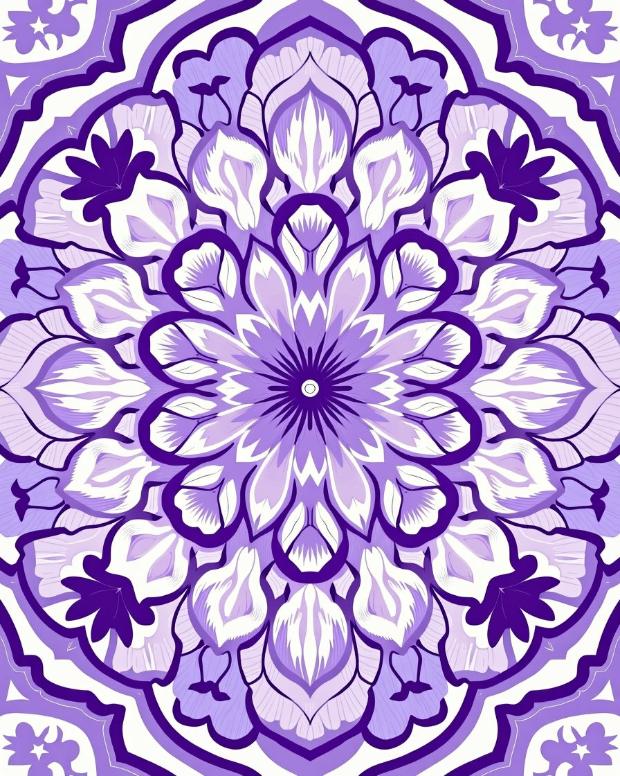 Purple Mandala Flower Pattern Rug