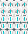 Geometric Teal Gray Tile Design Rug