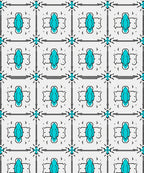 Geometric Teal Gray Tile Design Rug