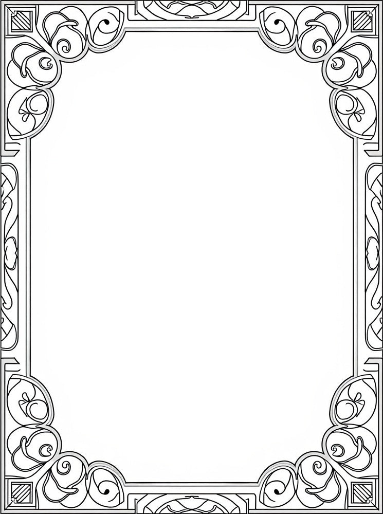Art Deco Black White Scroll Border Rug