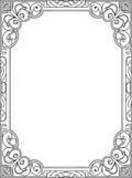 Art Deco Black White Scroll Border Rug