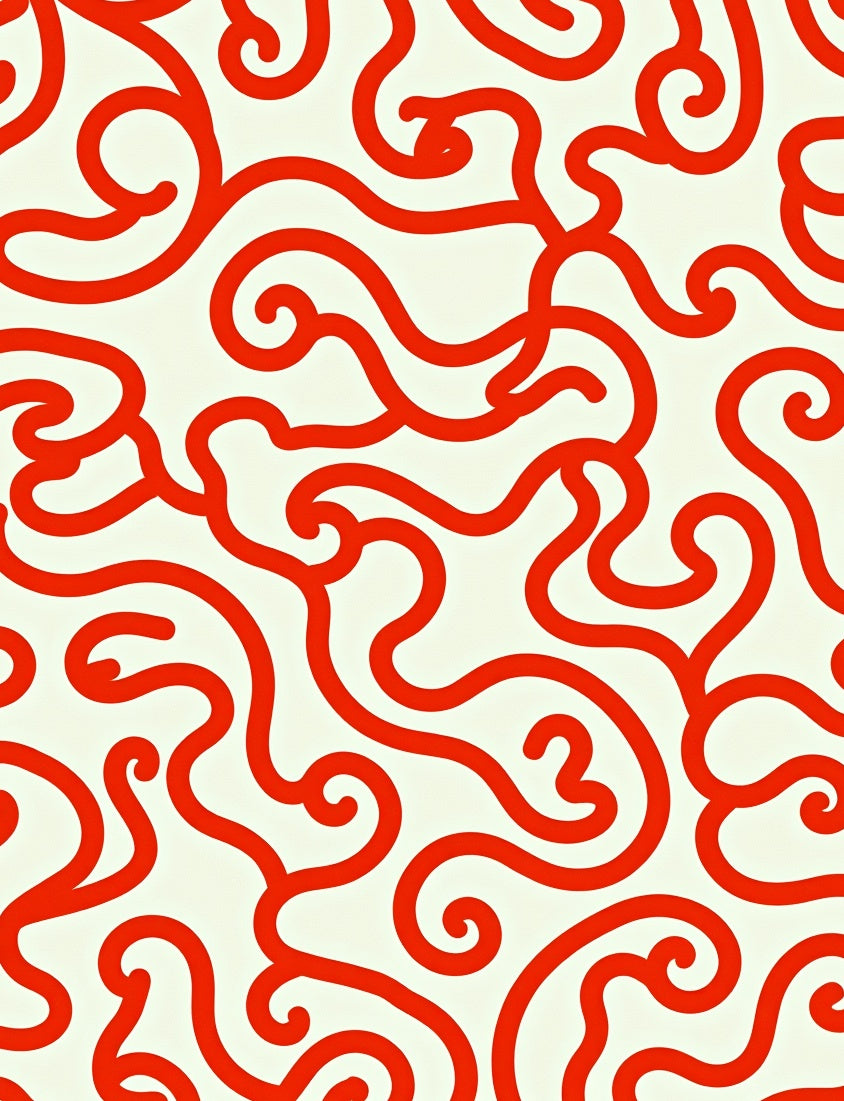 Abstract Swirls Red Pattern Rug