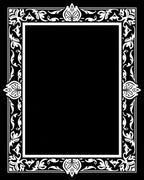 White Floral Scroll Border Frame Rug