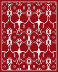 Classic Red White Geometric Scrollwork Pattern Rug