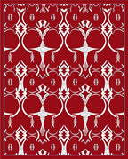 Classic Red White Geometric Scrollwork Pattern Rug