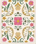Bold Floral Patterned Vintage Rug
