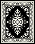 Elegant Black Cream Scrollwork Medallion Rug