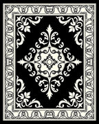 Elegant Black Cream Scrollwork Medallion Rug
