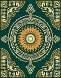 Emerald Sunburst Mandala Pattern Rug