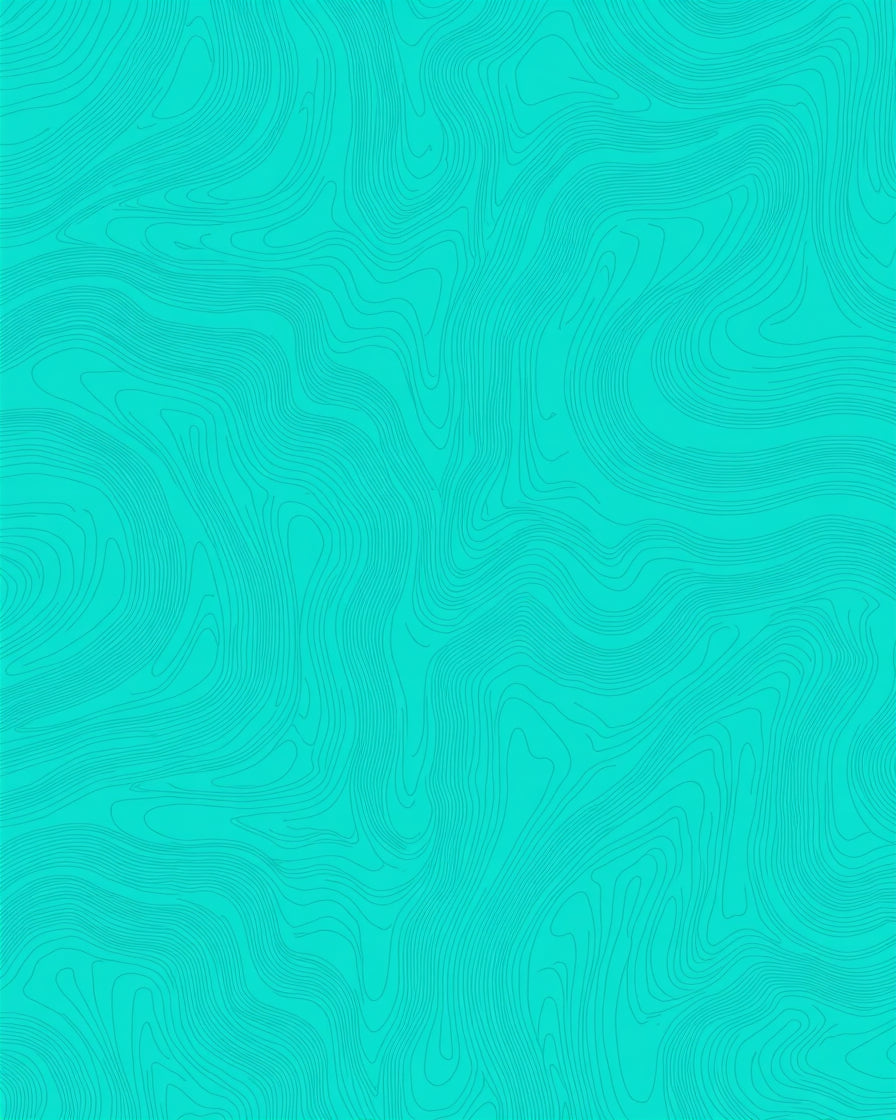 Abstract Turquoise Wavy Contour Pattern Rug