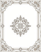 Ornate Floral Scrollwork Border Design Rug