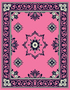 Pink Floral Geometric Mandala Pattern Rug