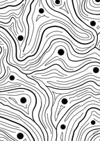 Abstract Black Lines Floral Pattern Rug