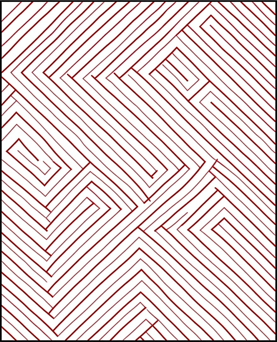 Red Line Abstract Geometric Pattern Rug