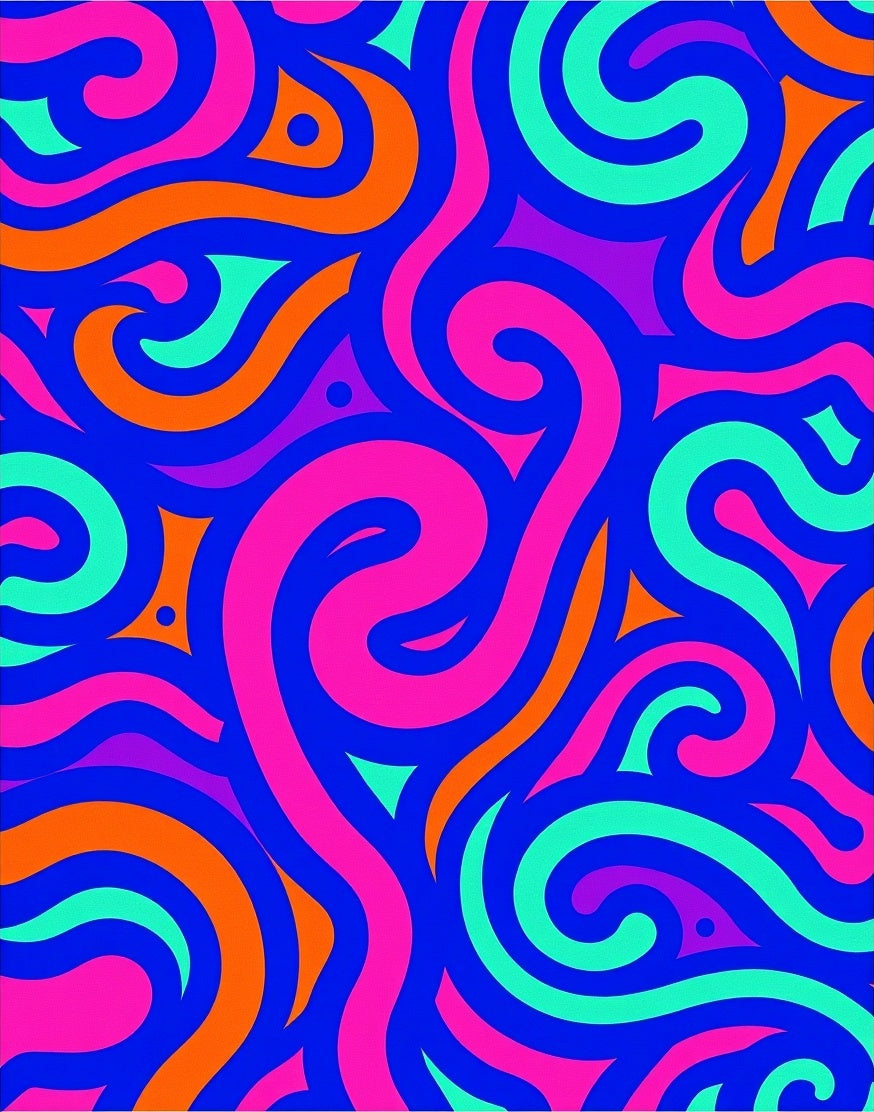 Groovy Swirl Patterned Vibrant Rug