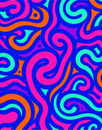 Groovy Swirl Patterned Vibrant Rug