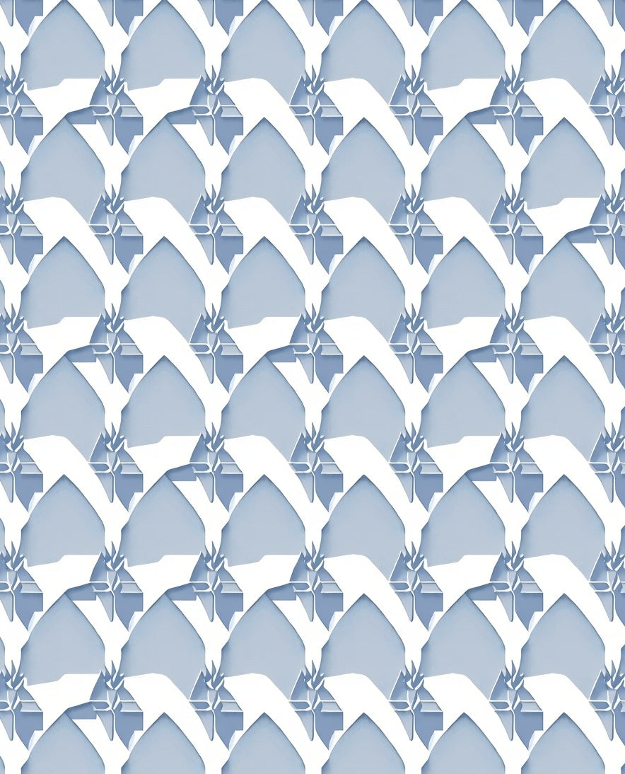 Pale Blue Geometric Arch Pattern Rug