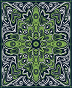 Green White Abstract Swirl Pattern Rug