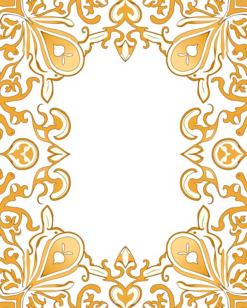 Elegant Golden Scrollwork Motif Rug