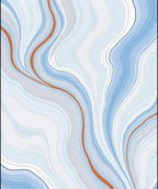 Abstract Blue White Orange Swirl Design Rug