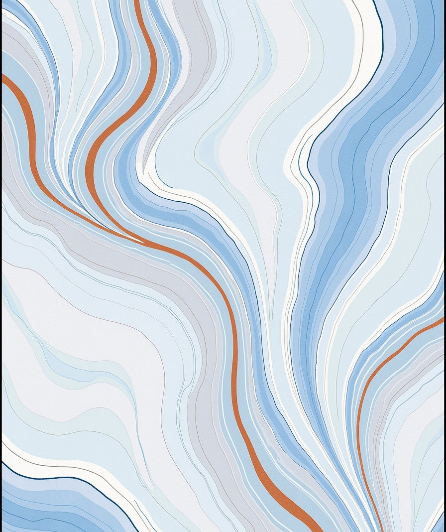 Abstract Blue White Orange Swirl Design Rug