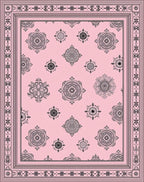 Delicate Mandala Patterned Pink Rug