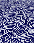 Deep Blue White Wavy Lines Design Rug