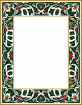Elegant Green Red Floral Border Accents Rug