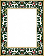 Elegant Green Red Floral Border Accents Rug