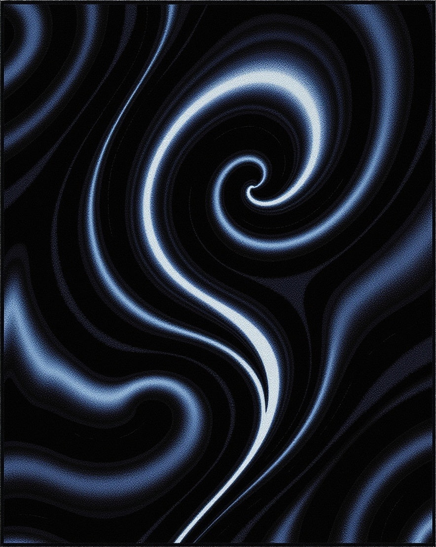 Deep Blue Swirls Abstract Pattern Rug