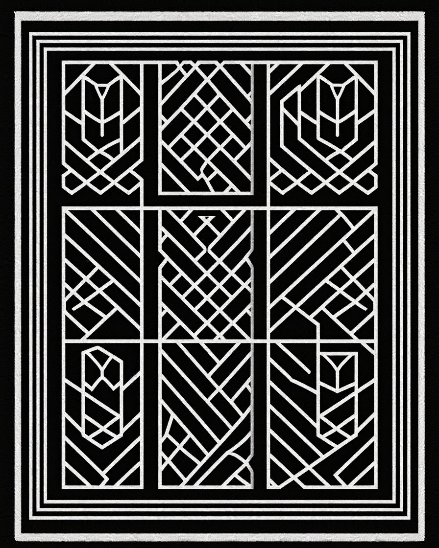 Sharp Geometric Lines Art Deco Design Rug