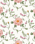 Pink Floral Garden Botanical Pattern Rug