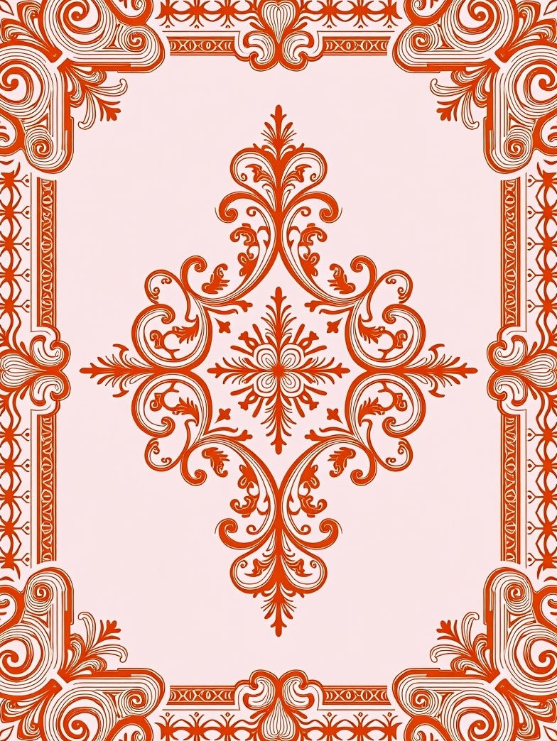 Ornate Red Swirls Filigree Pattern Rug