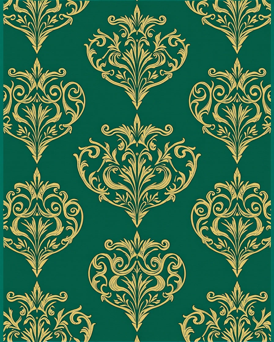 Gilded Leaf Damask Pattern Rug