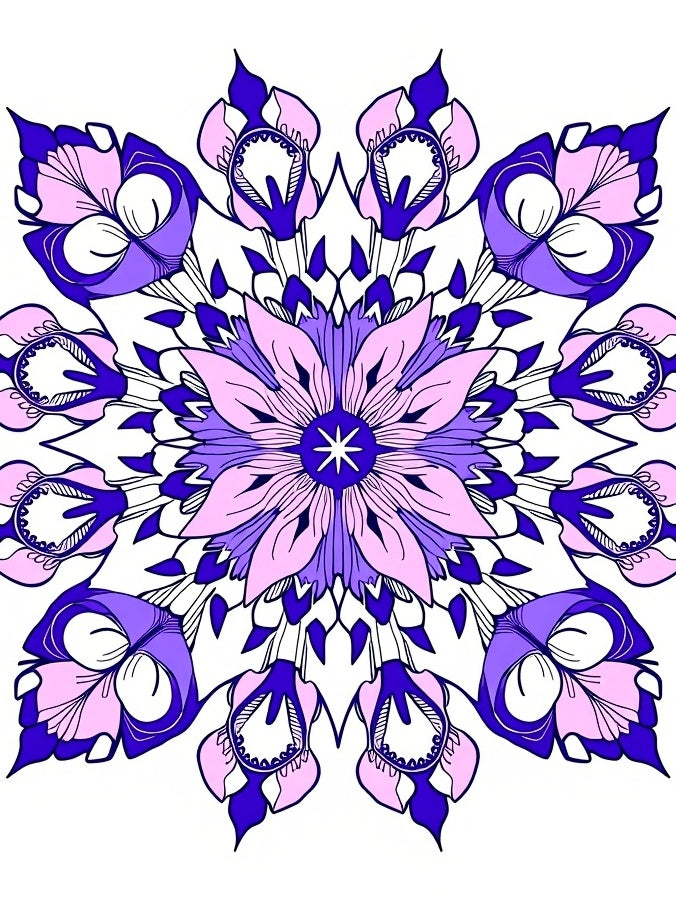 Violet Pink Floral Mandala Design Rug