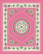 Pink Floral Geometric Design Rug