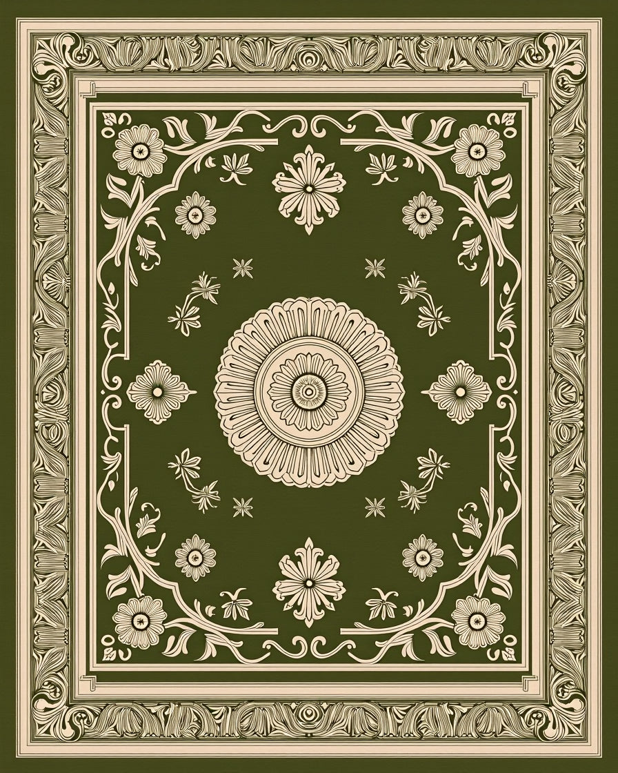 Ornate Floral And Leaf Medallion Rug