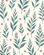 Botanical Leaf Flower Pattern Design Rug