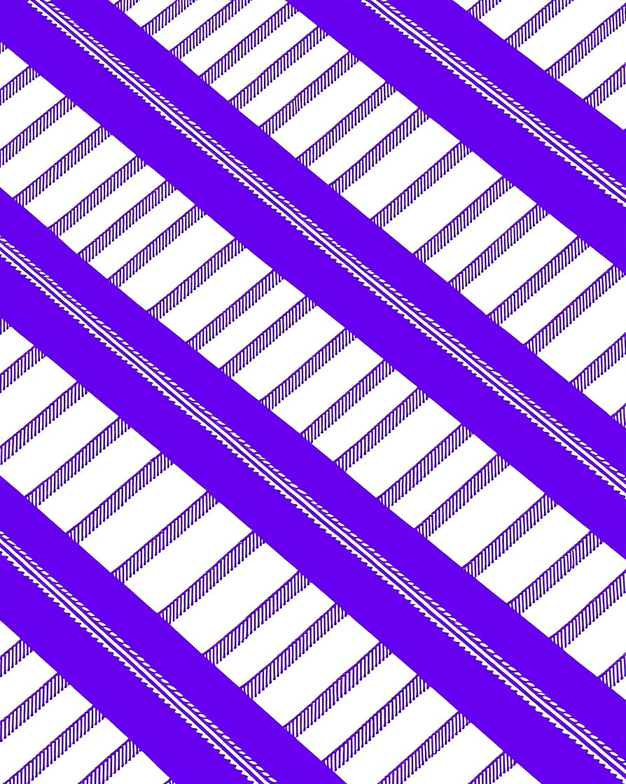 Bold Purple White Diagonal Stripe Pattern Rug