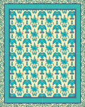 Aqua Floral Patterned Classic Rug