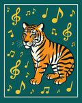 Tiger with Musical Note Pattern Rug