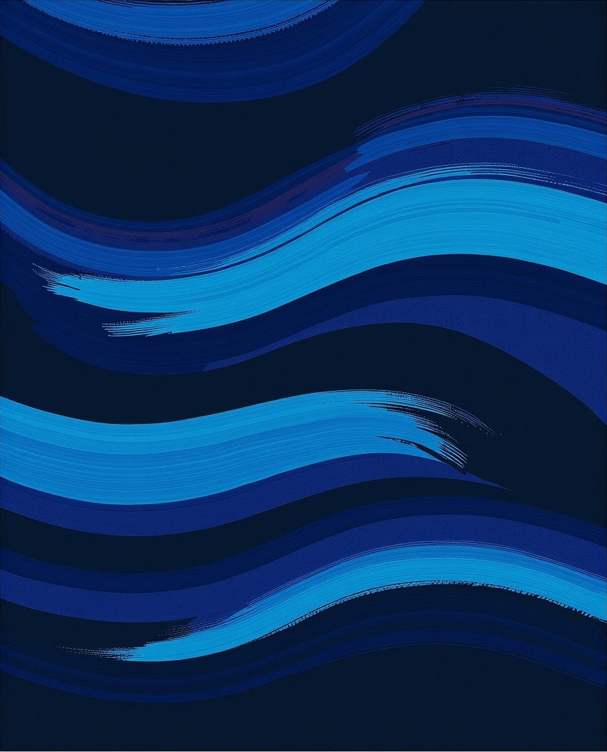 Abstract Blue Wave Brush Stroke Rug