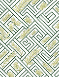 Geometric Leaf Patterned Green and Cream Rug