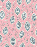 Pink And Blue Leafy Droplet Design Rug