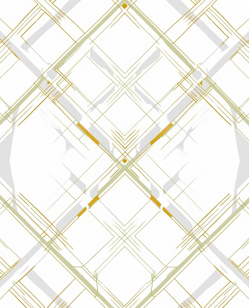 Gold and White Diamond Geo Rug
