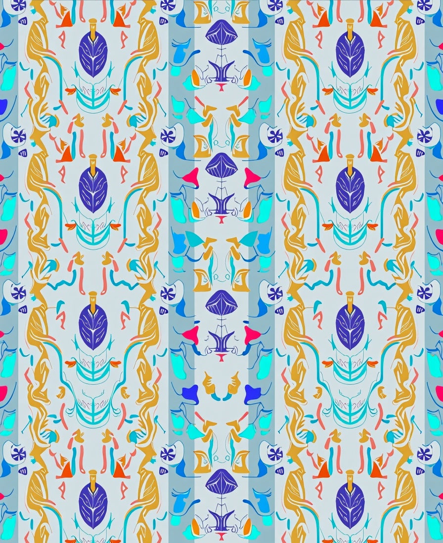 Abstract Figures And Floral Symmetry Rug