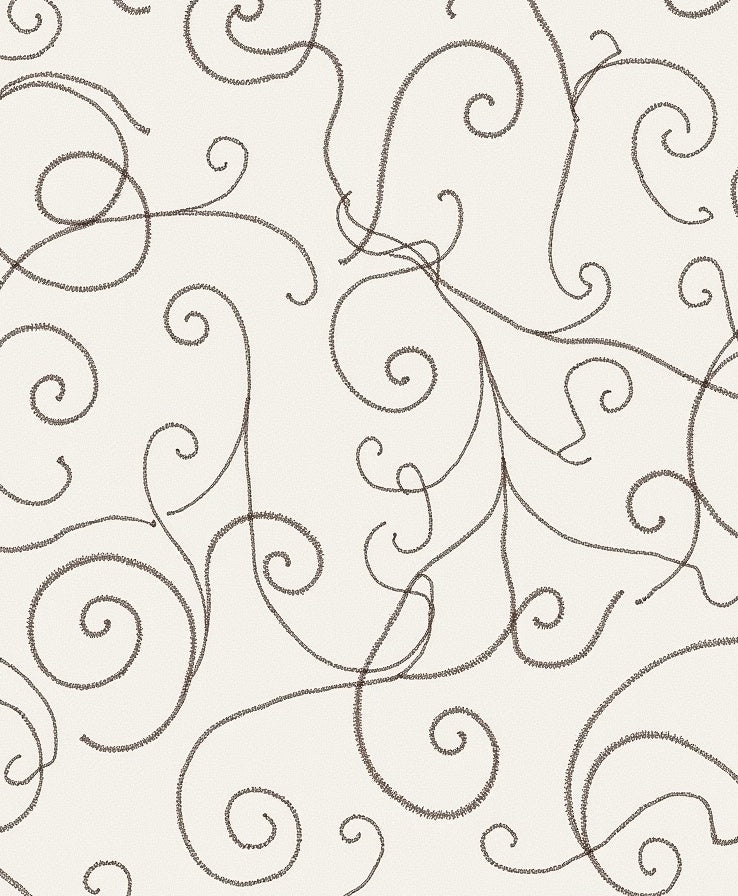 Cream Scroll Vine Pattern Art Rug